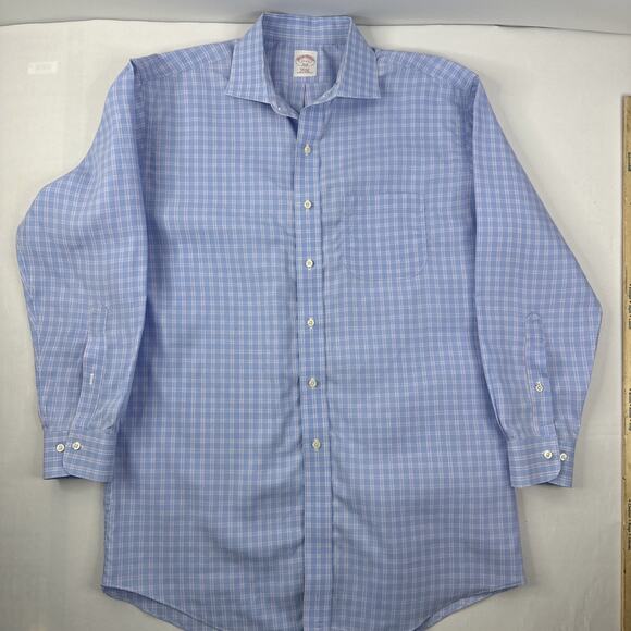Brooks Brothers 346 Shirt Regular 17 2/3 Button Up Cotton Long Sleeve Non-Iron - Picture 6 of 9